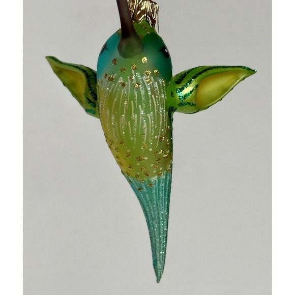 BEAUTIFUL Anthropologie Hand Blown Glass Hummingbird Ornament • Poland • Glitter - Picture 5 of 11